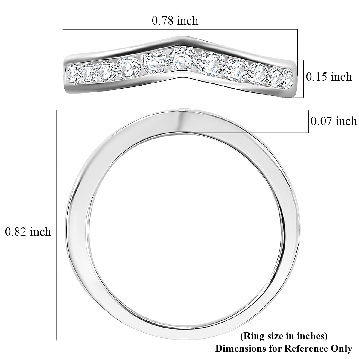 D'Joy Simulated Diamond 1.15 ctw Wishbone Ring in Sterling Silver (Size 10.0)