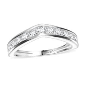 Simulated Diamond 1.15 ctw Wishbone Ring in Sterling Silver (Size 6.0) 