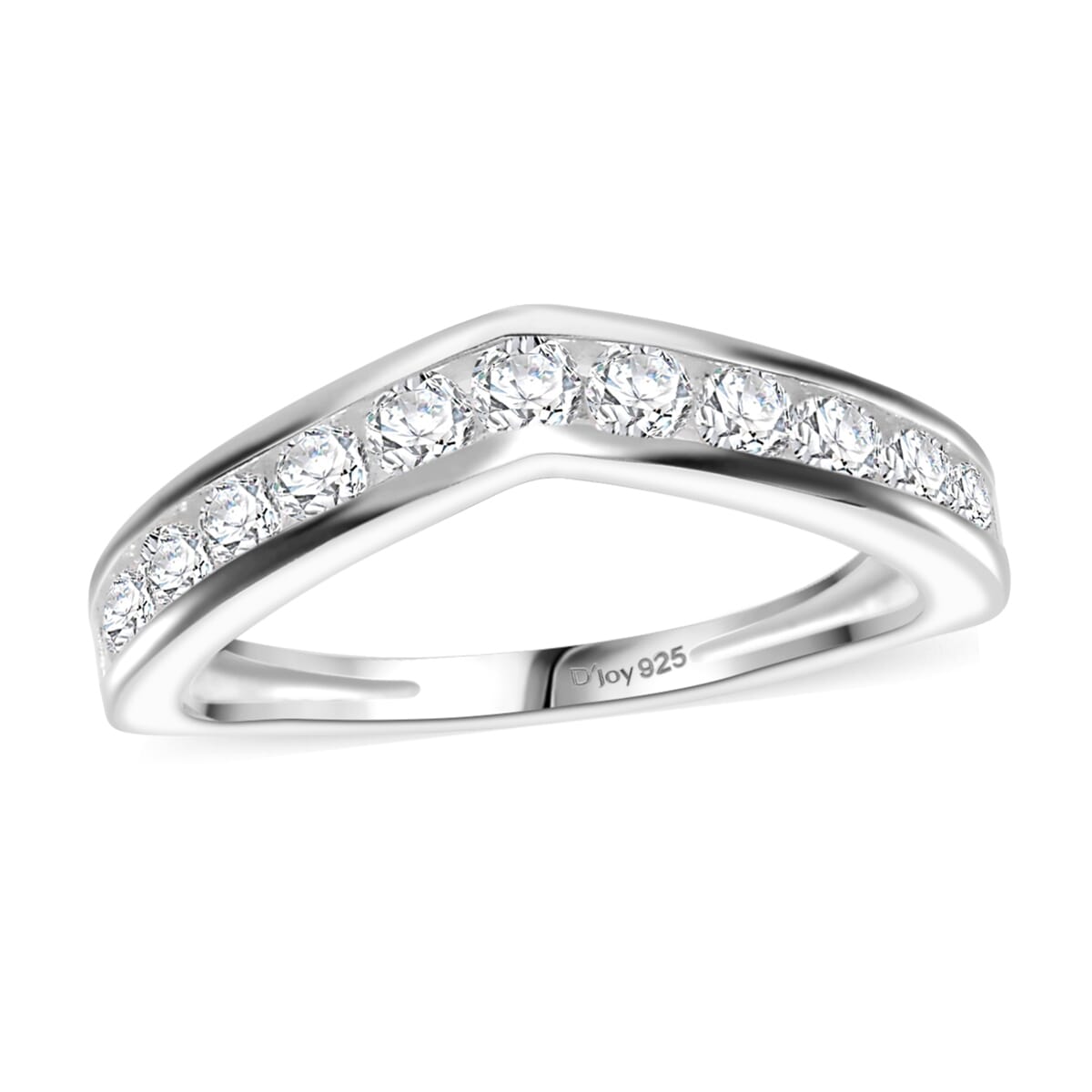 D'Joy Simulated Diamond 1.15 ctw Wishbone Ring in Sterling Silver (Size 7.0) image number 0