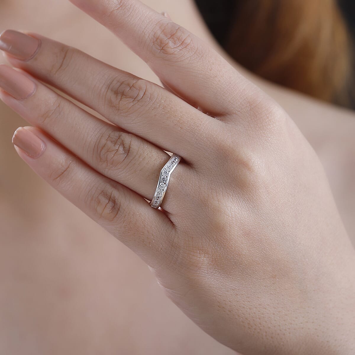 D'Joy Simulated Diamond 1.15 ctw Wishbone Ring in Sterling Silver (Size 8.0) image number 2