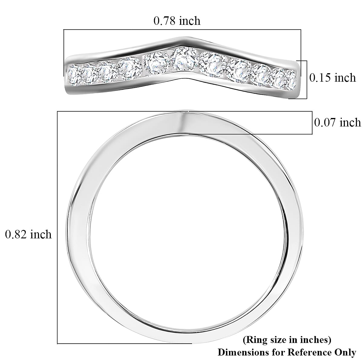 D'Joy Simulated Diamond 1.15 ctw Wishbone Ring in Sterling Silver (Size 8.0) image number 5