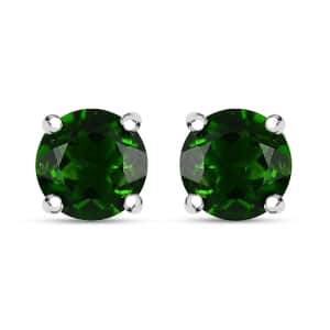 Chrome Diopside 1.10 ctw Stud Earrings in Rhodium Over Sterling Silver