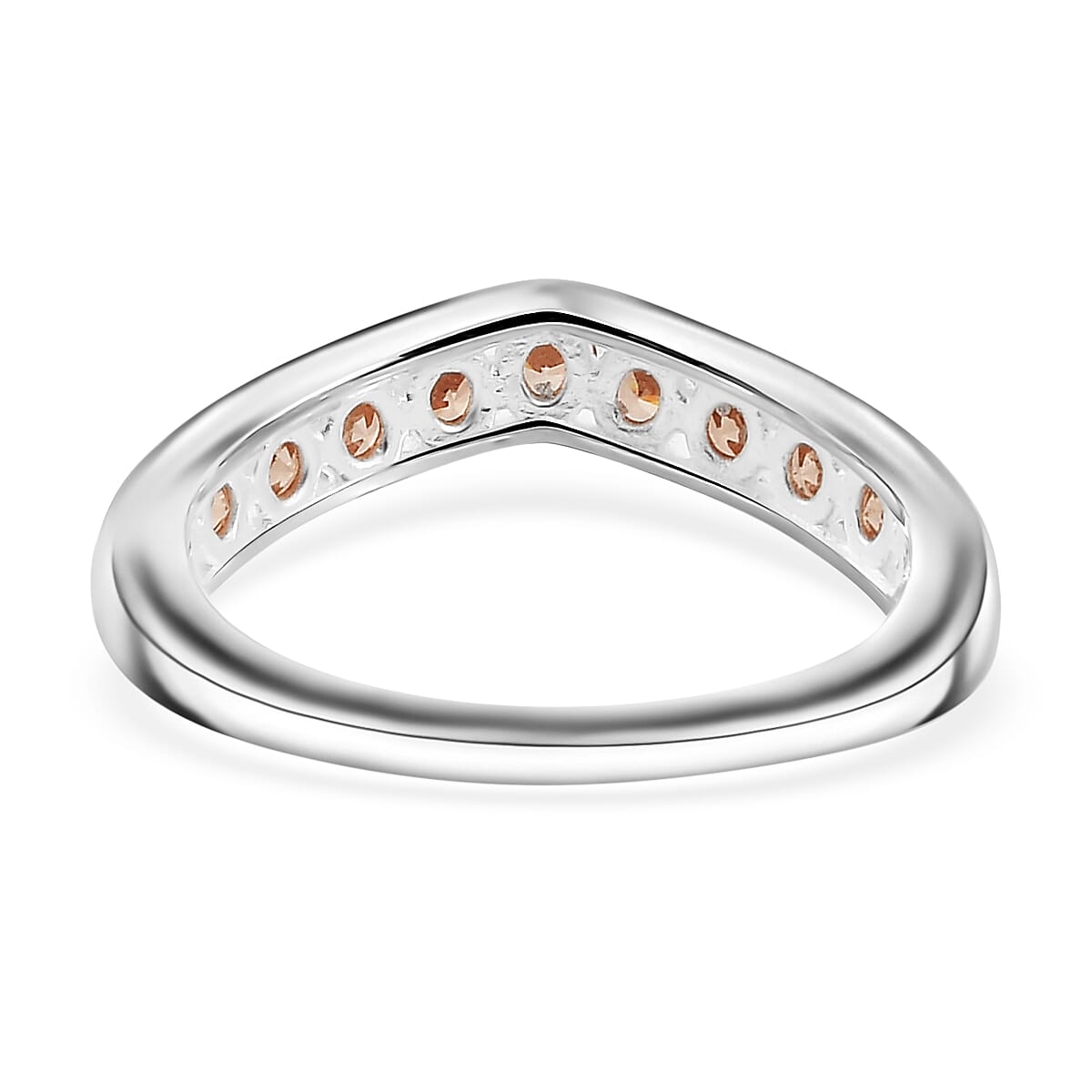 D'Joy Simulated Champagne Color Diamond 1.15 ctw Wishbone Ring in Sterling Silver (Size 9.0) image number 4