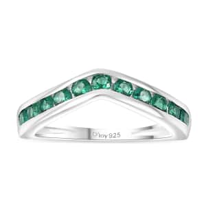 Simulated Green Diamond 1.00 ctw Wishbone Ring in Sterling Silver (Size 10.0) 