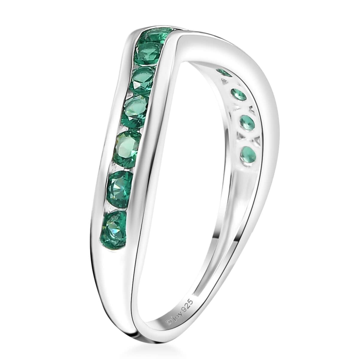 Simulated Green Diamond 1.00 ctw Wishbone Ring in Sterling Silver (Size 10.0)  image number 3