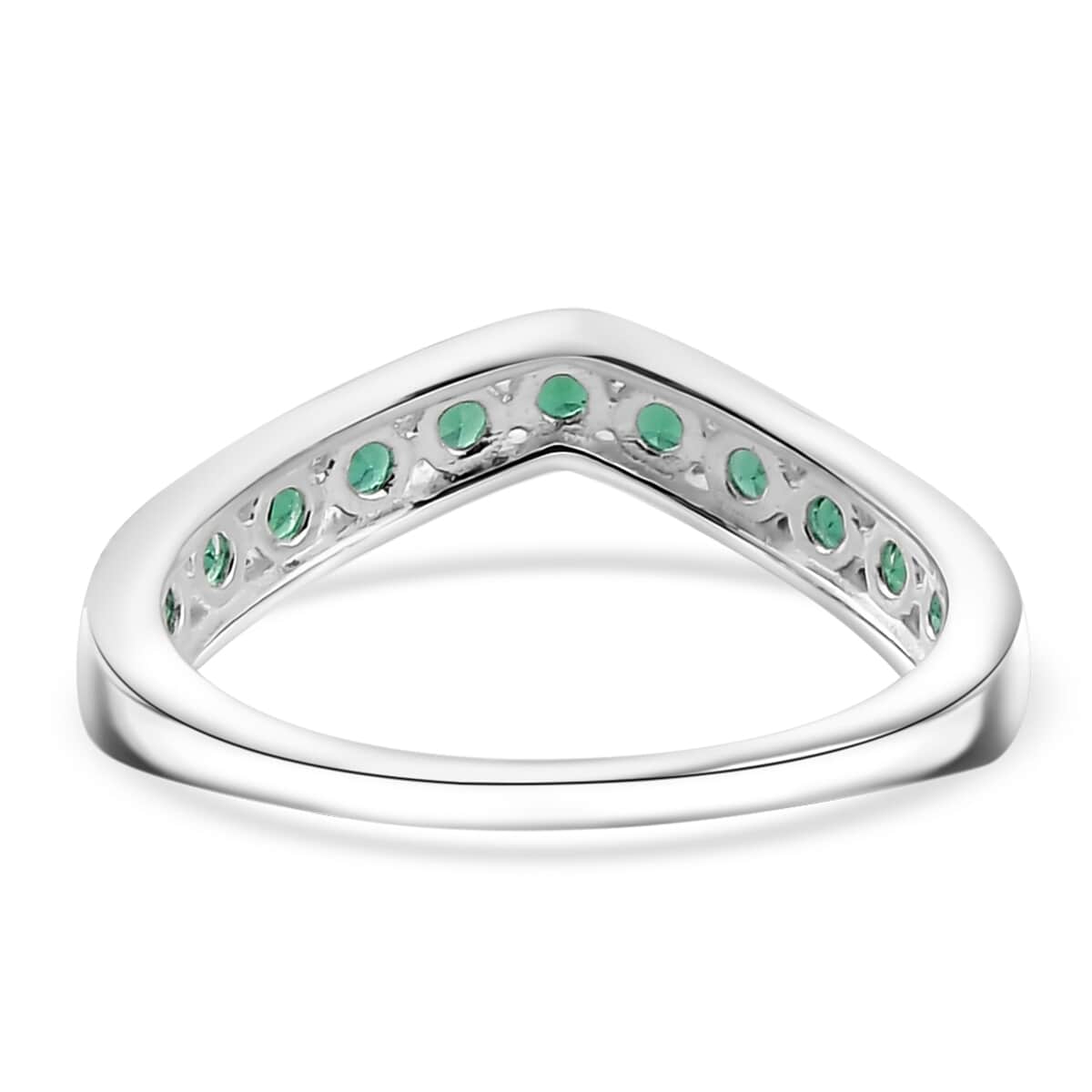 Simulated Green Diamond 1.00 ctw Wishbone Ring in Sterling Silver (Size 10.0)  image number 4