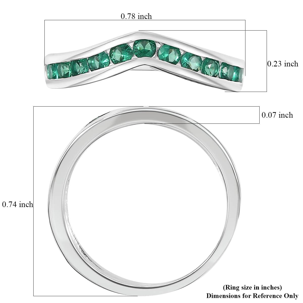 Simulated Green Diamond 1.00 ctw Wishbone Ring in Sterling Silver (Size 10.0)  image number 5