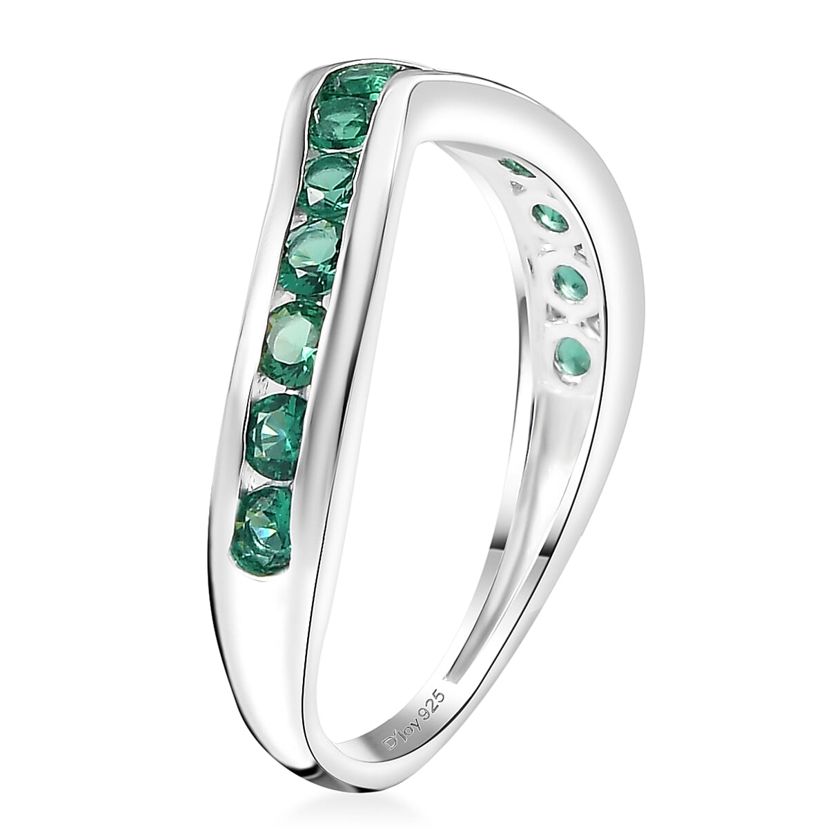 D'Joy Simulated Green Diamond 1.00 ctw Wishbone Ring in Sterling Silver (Size 5.0) image number 3