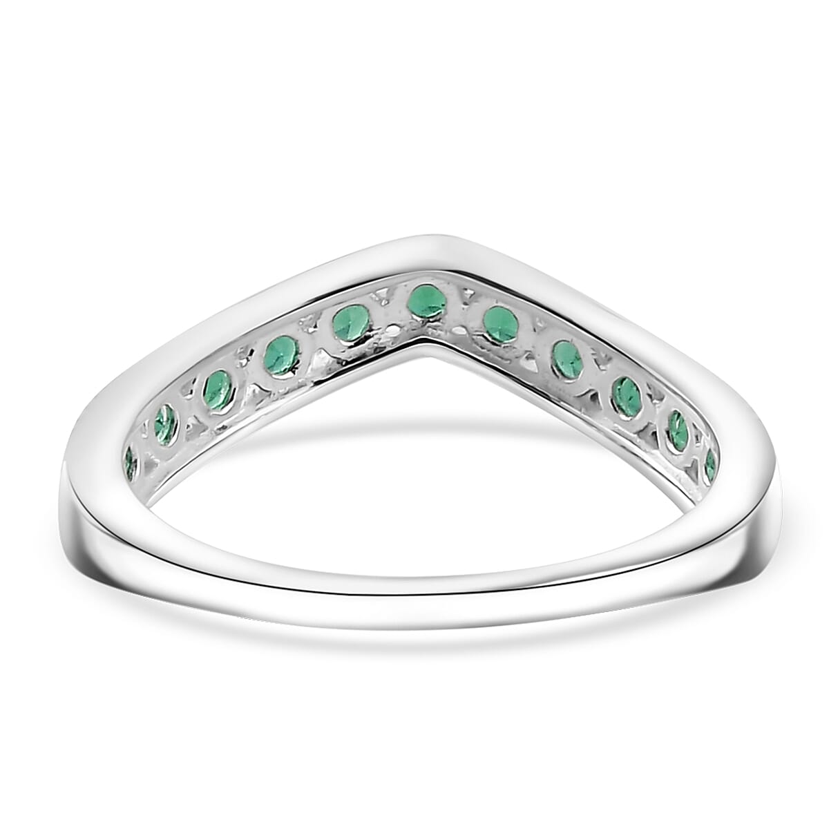 D'Joy Simulated Green Diamond 1.00 ctw Wishbone Ring in Sterling Silver (Size 5.0) image number 4