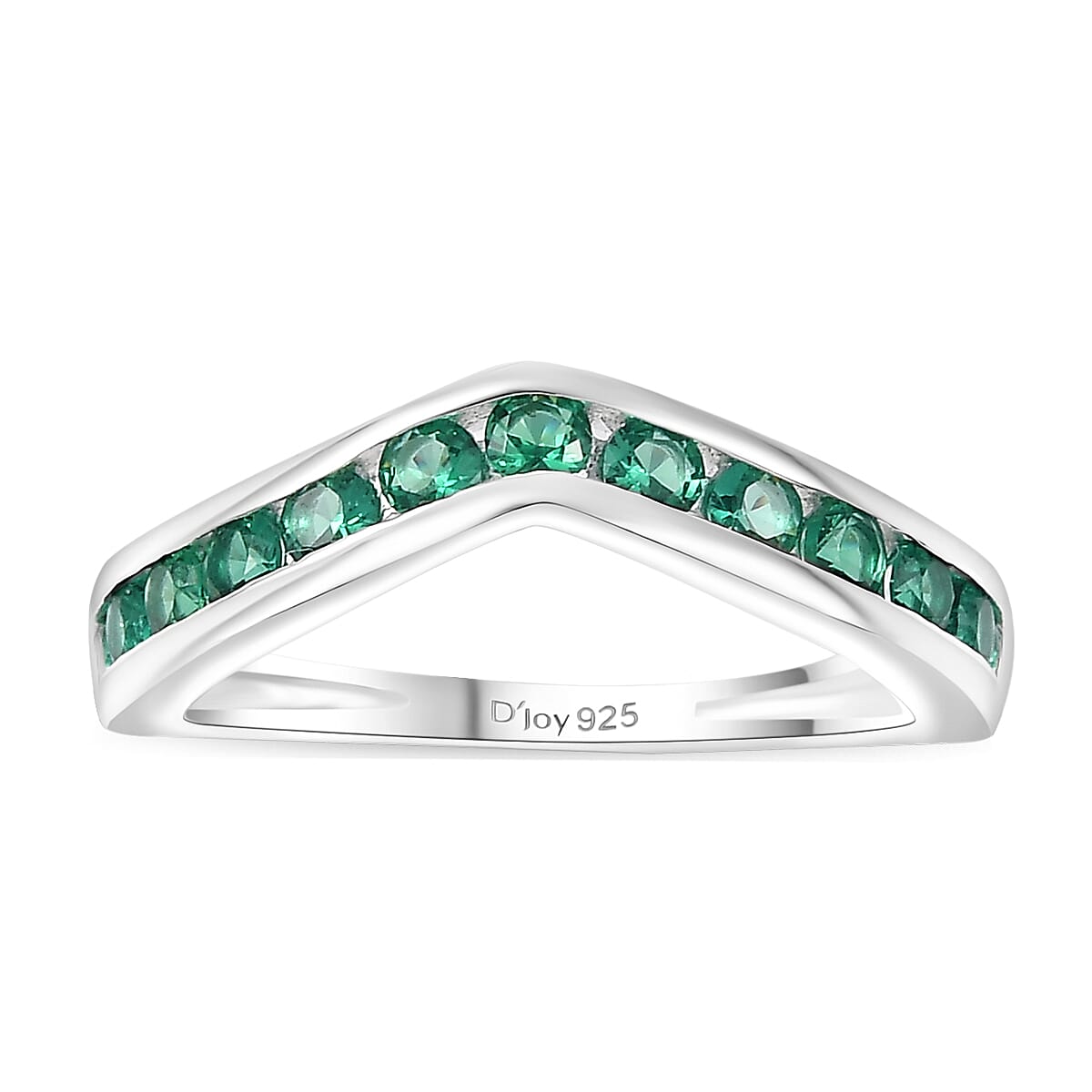 D'Joy Simulated Green Diamond 1.00 ctw Wishbone Ring in Sterling Silver (Size 7.0) image number 0