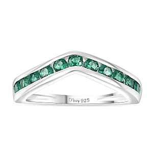 D'Joy Simulated Green Diamond 1.00 ctw Wishbone Ring in Sterling Silver (Size 7.0)