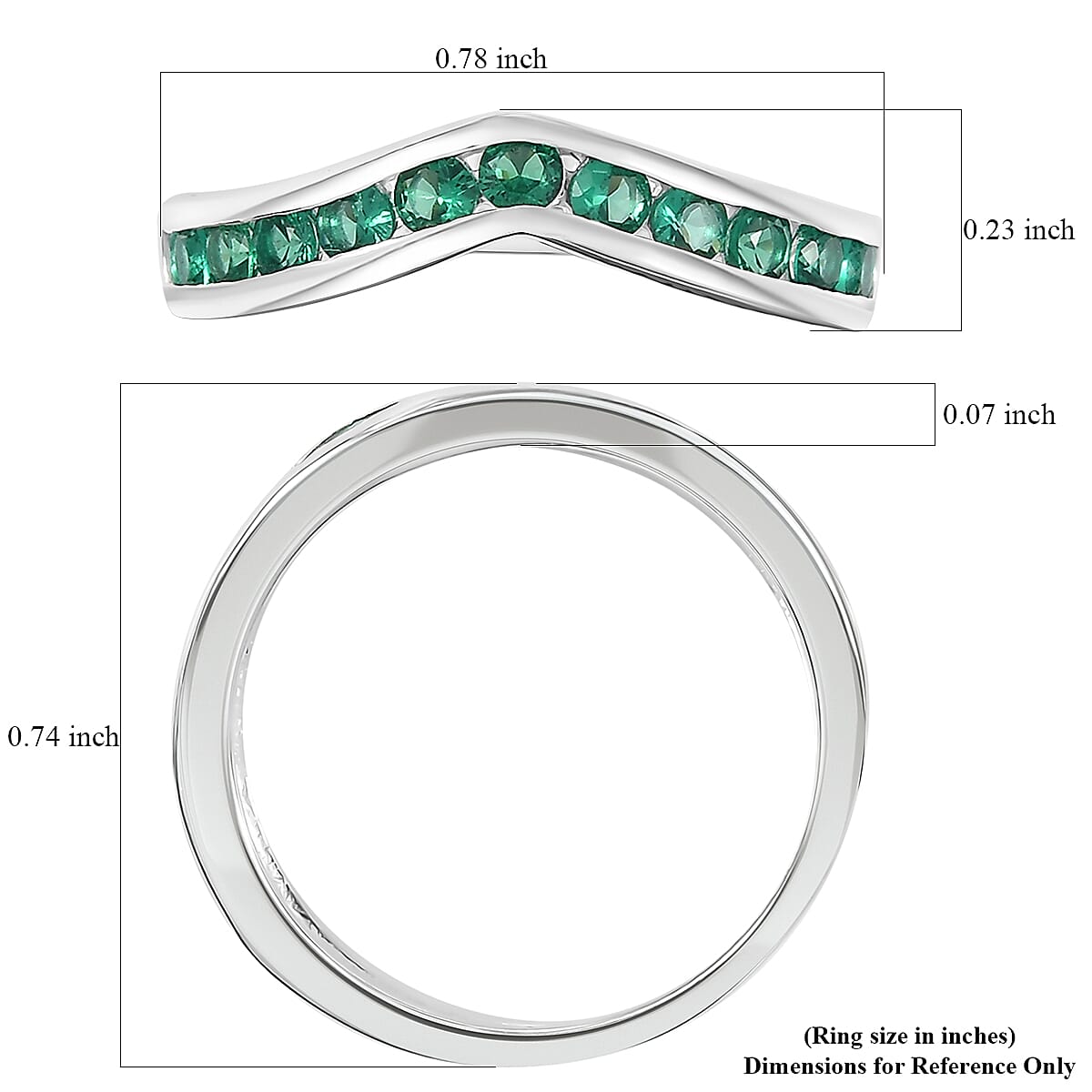 D'Joy Simulated Green Diamond 1.00 ctw Wishbone Ring in Sterling Silver (Size 8.0) image number 5