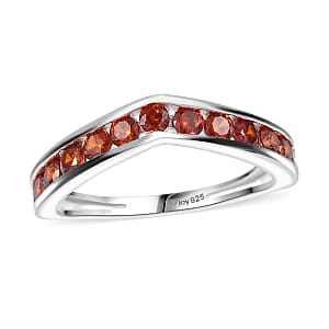 D'Joy Simulated Garnet Color Diamond 1.10 ctw Wishbone Ring in Sterling Silver (Size 9.0)