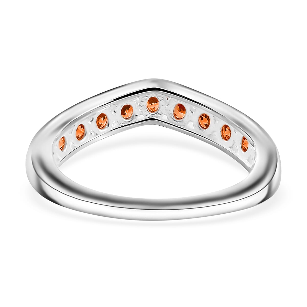 D'Joy Simulated Garnet Color Diamond 1.10 ctw Wishbone Ring in Sterling Silver (Size 9.0) image number 4