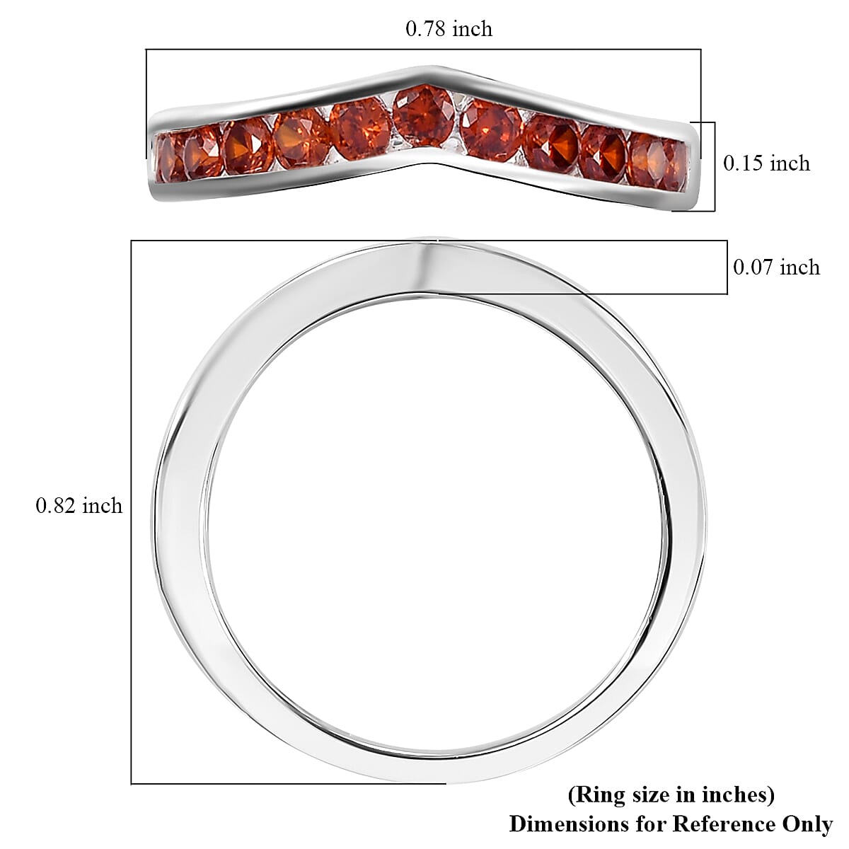 D'Joy Simulated Garnet Color Diamond 1.10 ctw Wishbone Ring in Sterling Silver (Size 9.0) image number 5