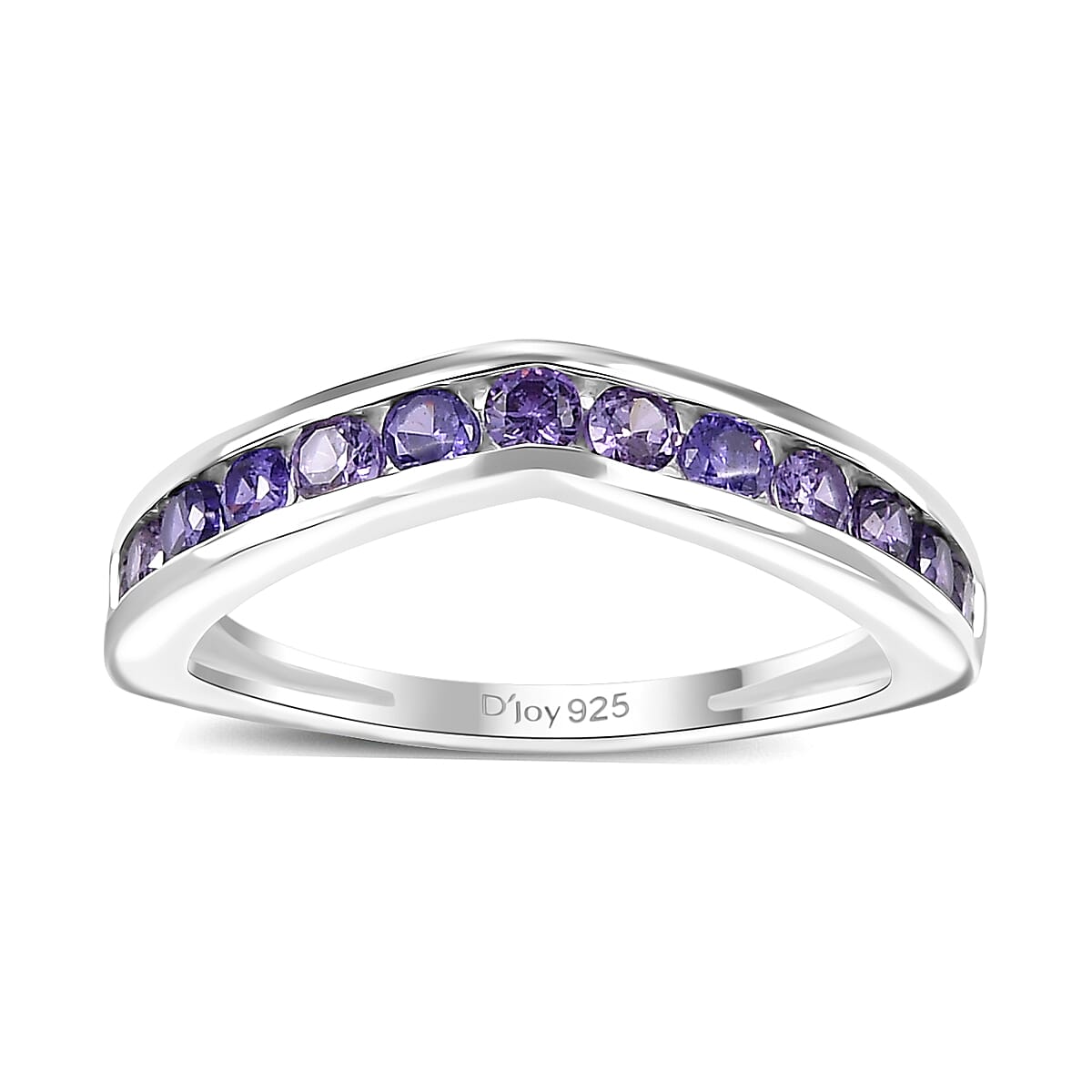 D'Joy Simulated Purple Diamond 1.10 ctw Wishbone Ring in Sterling Silver (Size 10.0) image number 0