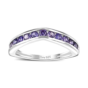 D'Joy Simulated Purple Diamond 1.10 ctw Wishbone Ring in Sterling Silver (Size 10.0)