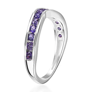 D'Joy Simulated Purple Diamond 1.10 ctw Wishbone Ring in Sterling Silver (Size 6.0)