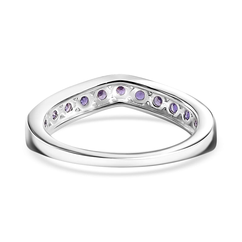 D'Joy Simulated Purple Diamond 1.10 ctw Wishbone Ring in Sterling Silver (Size 8.0)