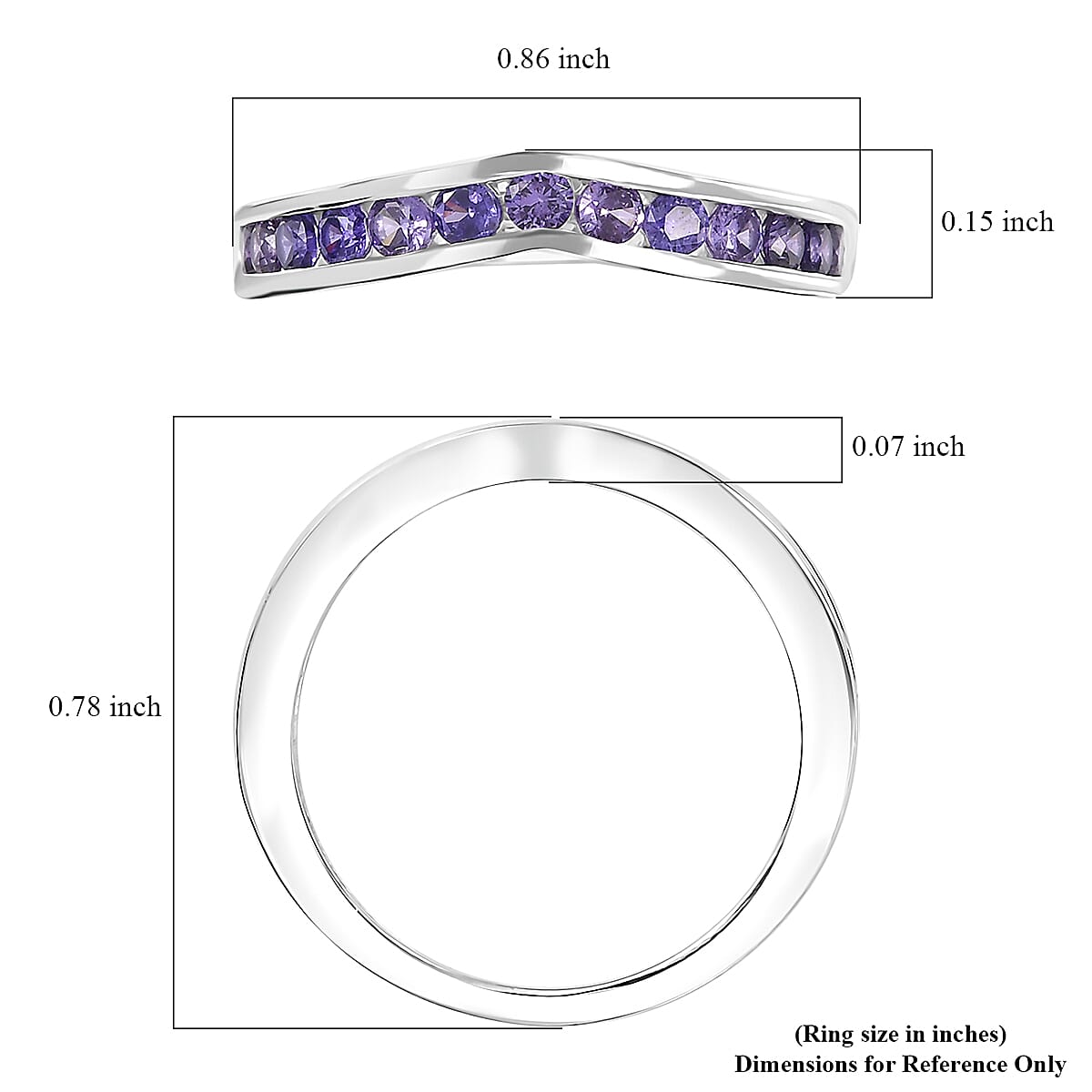 D'Joy Simulated Purple Diamond 1.10 ctw Wishbone Ring in Sterling Silver (Size 8.0) image number 5