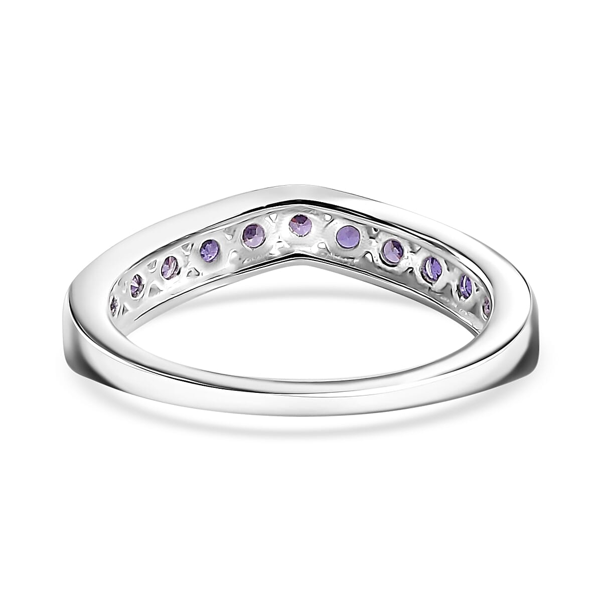 D'Joy Simulated Purple Diamond 1.10 ctw Wishbone Ring in Sterling Silver (Size 9.0)