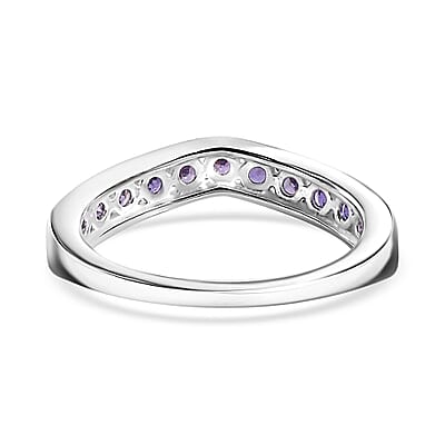D'Joy Simulated Purple Diamond 1.10 ctw Wishbone Ring in Sterling Silver (Size 9.0)