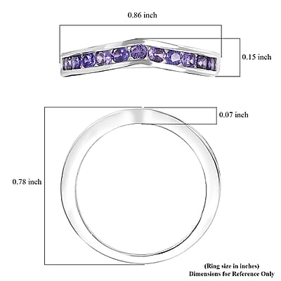 D'Joy Simulated Purple Diamond 1.10 ctw Wishbone Ring in Sterling Silver (Size 9.0)