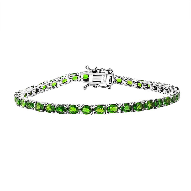 Chrome Diopside 6.60 ctw Tennis Bracelet in Rhodium Over Sterling Silv (6.50 In)