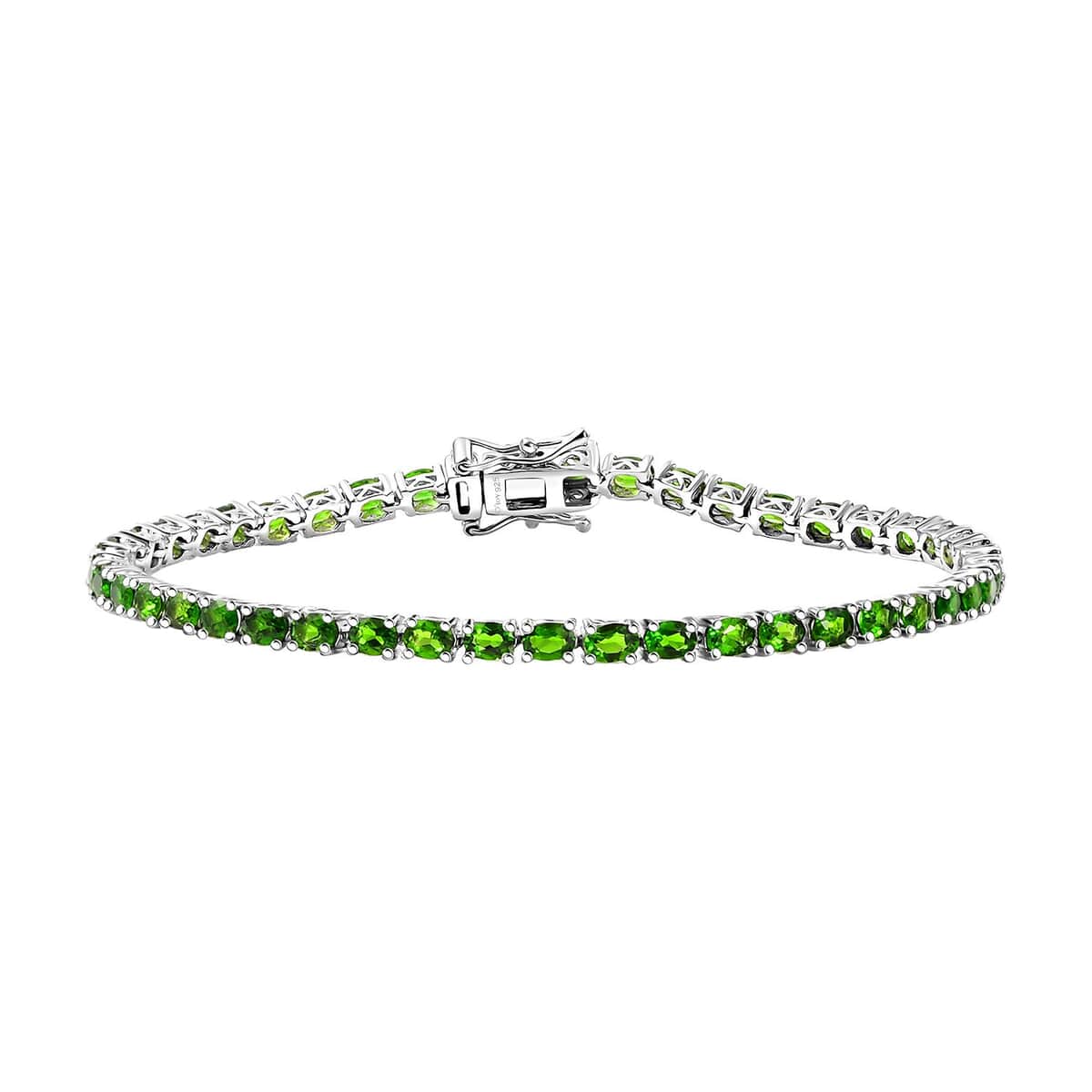 Chrome Diopside 8.25 ctw Tennis Bracelet in Rhodium Over Sterling Silve (8.00 In) image number 0