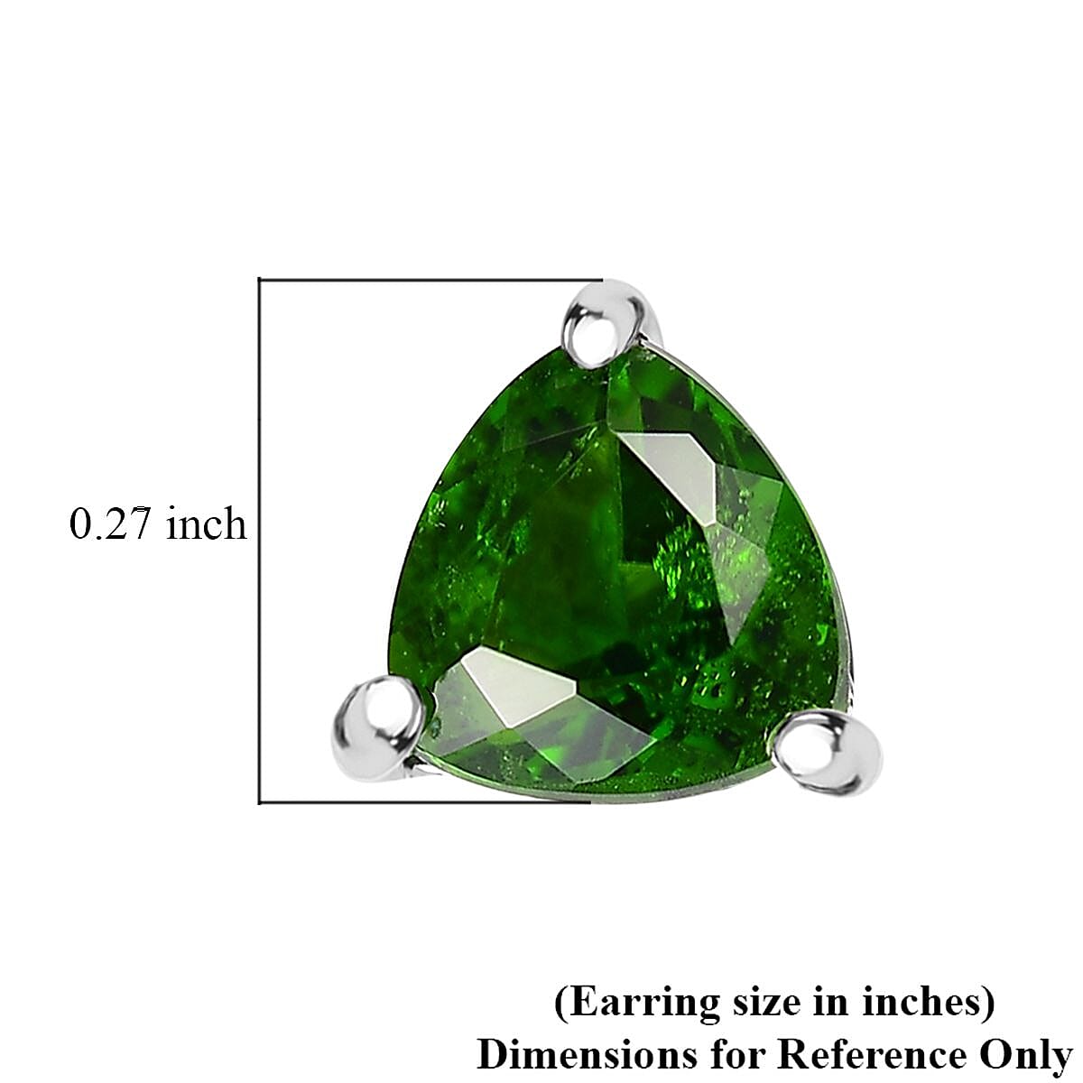Chrome Diopside 1.80 ctw Solitaire Stud Earrings in Rhodium Over Sterling Silver image number 4