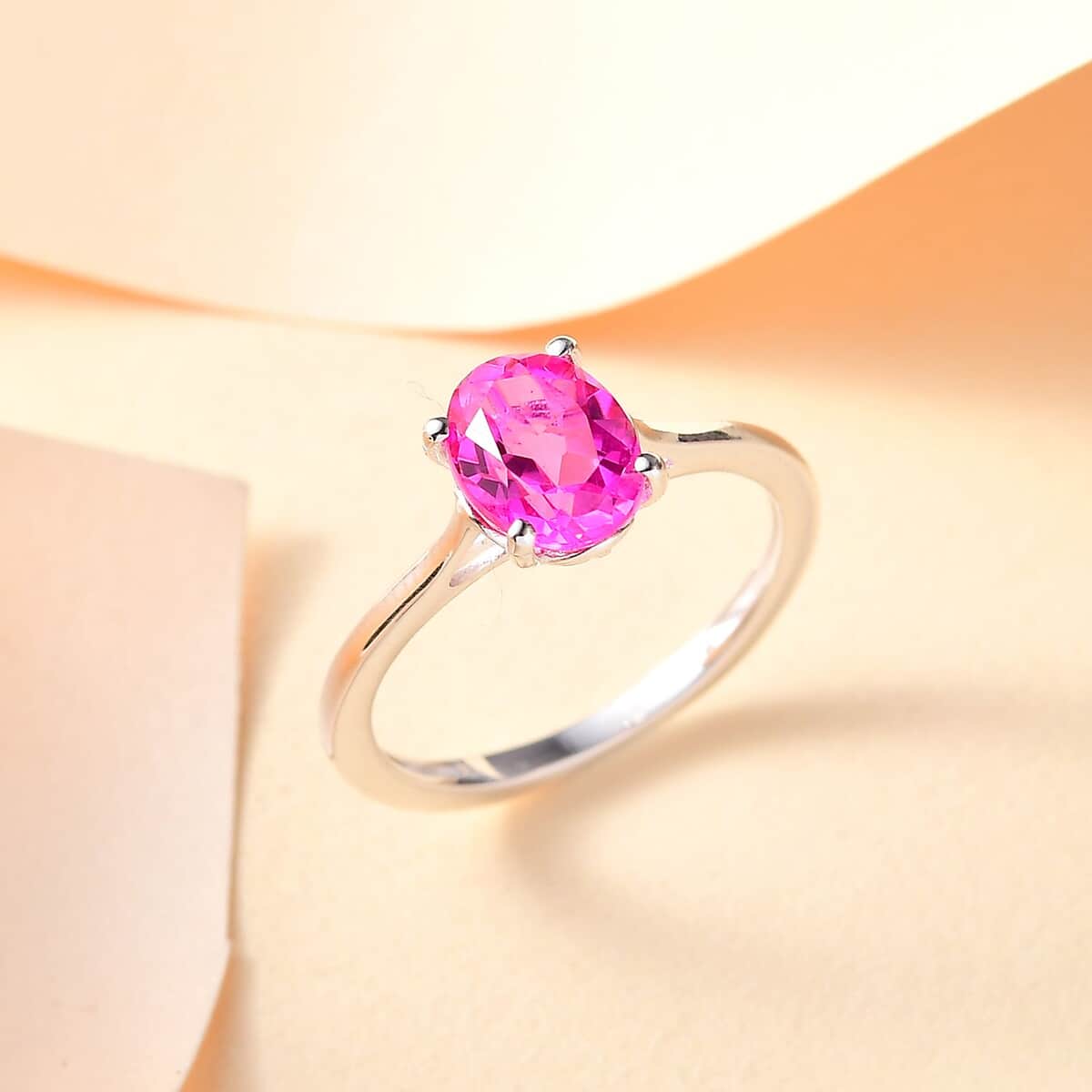 Radiant Orchid Quartz (Triplet) 1.40 ctw Ring in Sterling Silver (Size 10.0)  image number 1