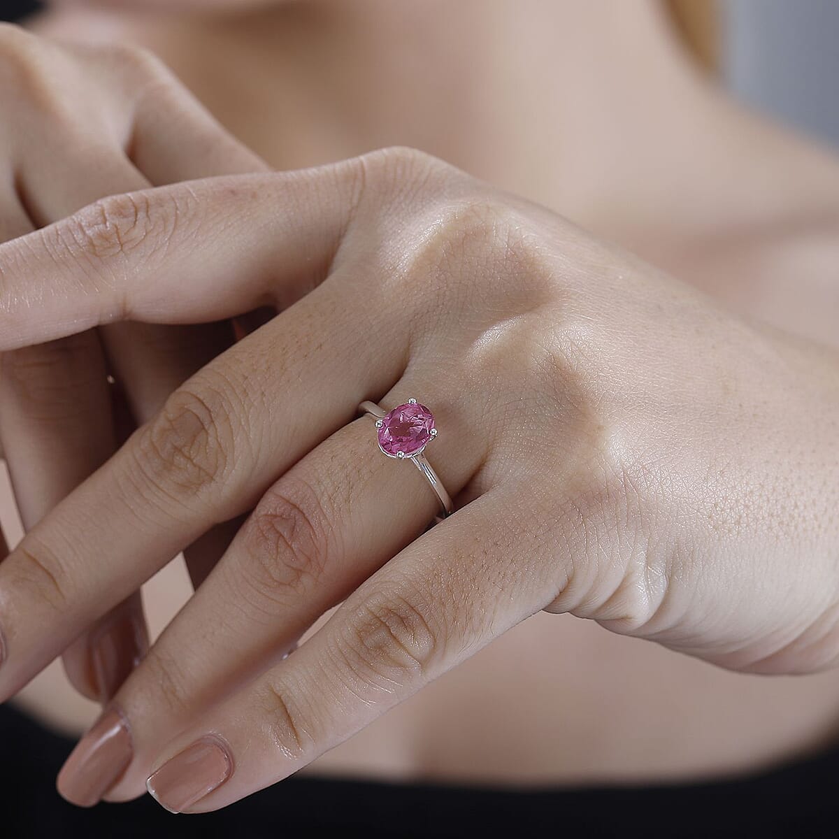 D'Joy Kunzite Quartz (Triplet) 1.50 ctw Ring in Sterling Silver (Size 6.0) image number 2