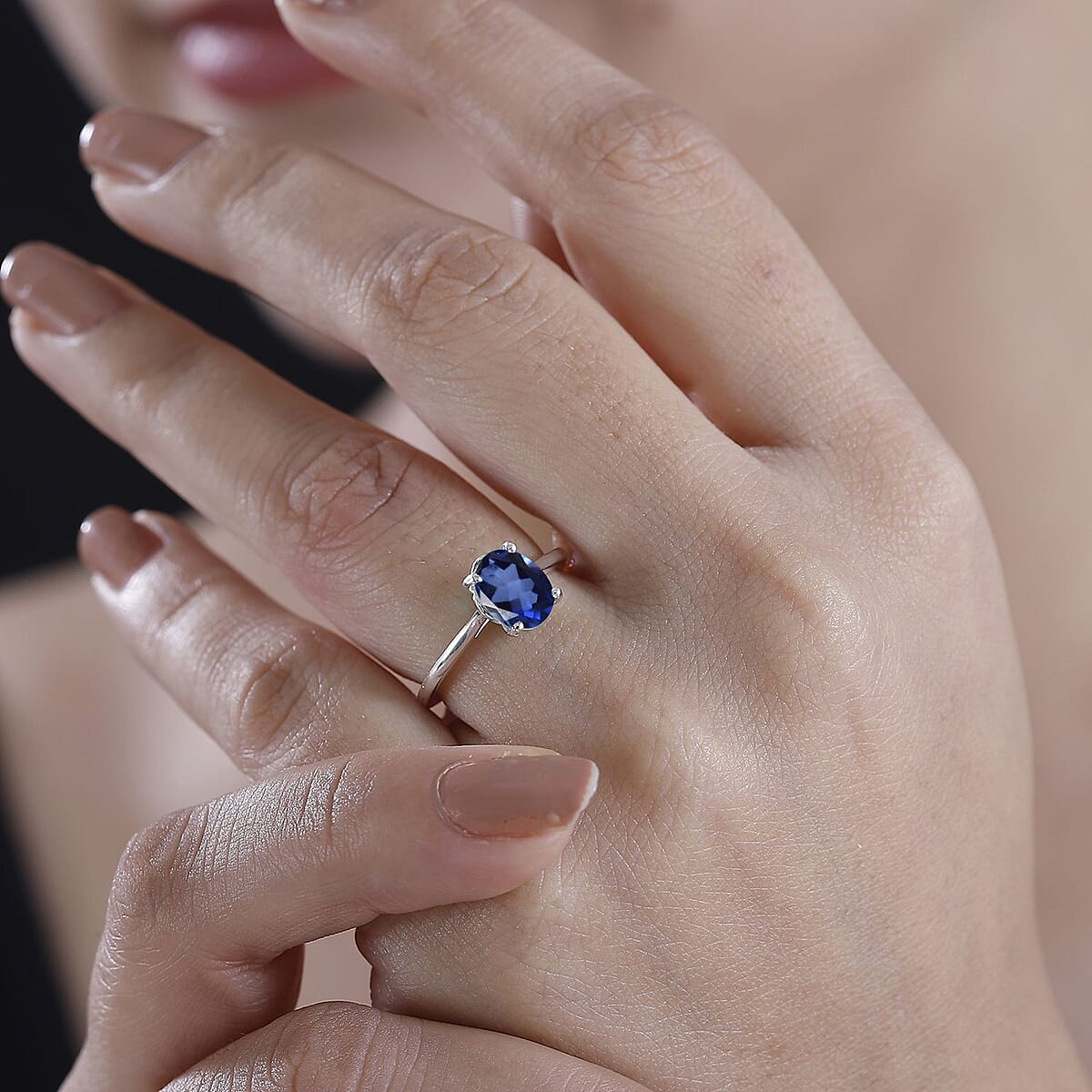 D'Joy Ceylon Blue Quartz (Triplet) 1.50 ctw Ring in Sterling Silver (Size 6.0) image number 2