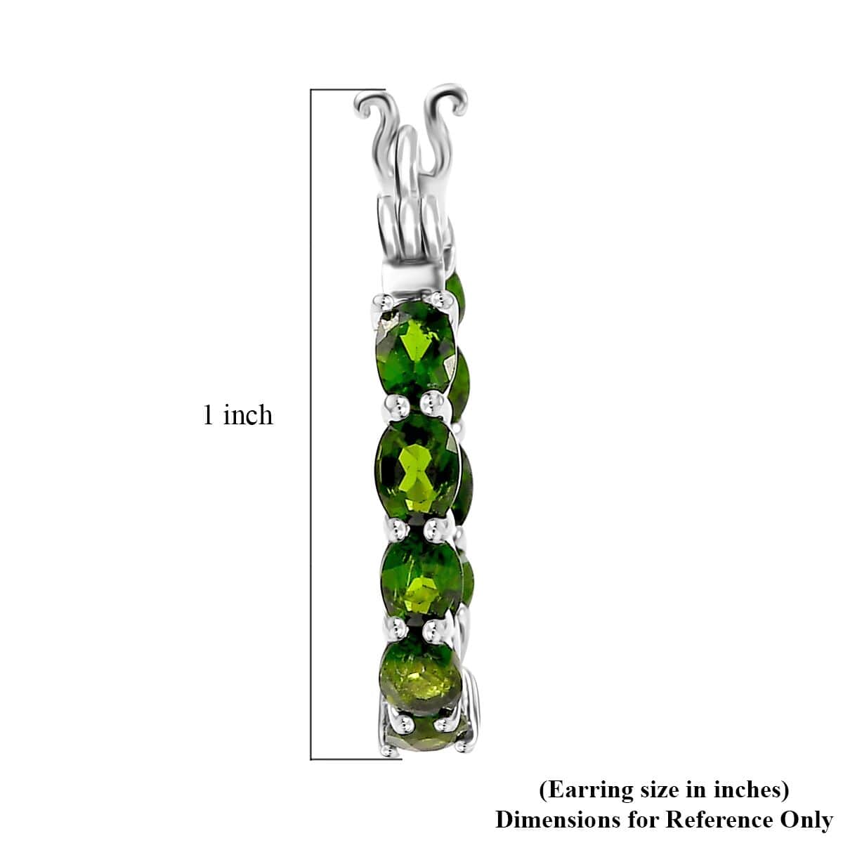 Chrome Diopside 3.65 ctw Inside Out Hoop Earrings in Rhodium Over Sterling Silver image number 4