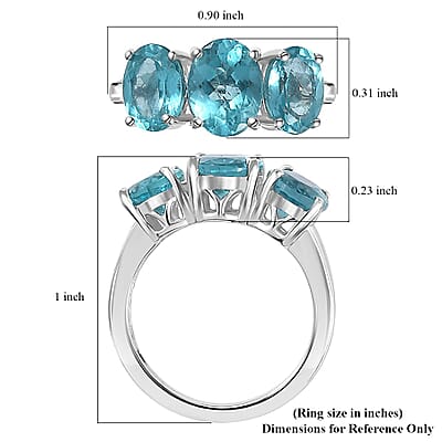 Luxoro AAA Betroka Blue Apatite 4.50 ctw Trilogy Dolphin Ring in 10K White Gold (Size 11.0)