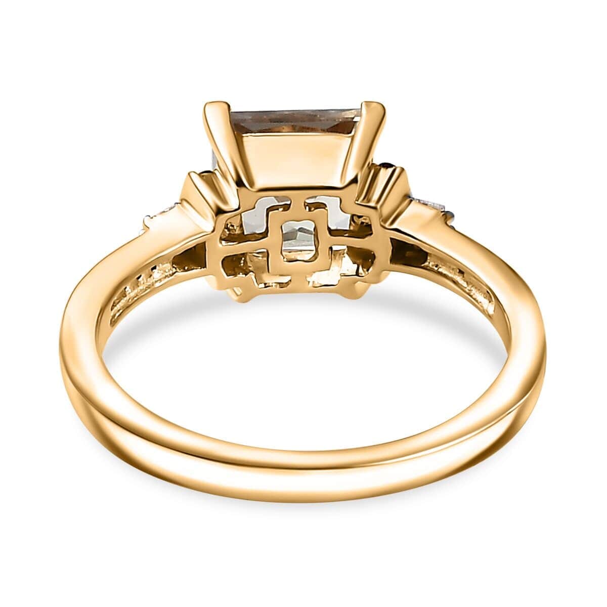Luxoro AAA Turkizite, I2 Natural Champagne and White Diamond 2.10 ctw Vintage Ring in 14K Yellow Gold (Size 6.5) image number 4