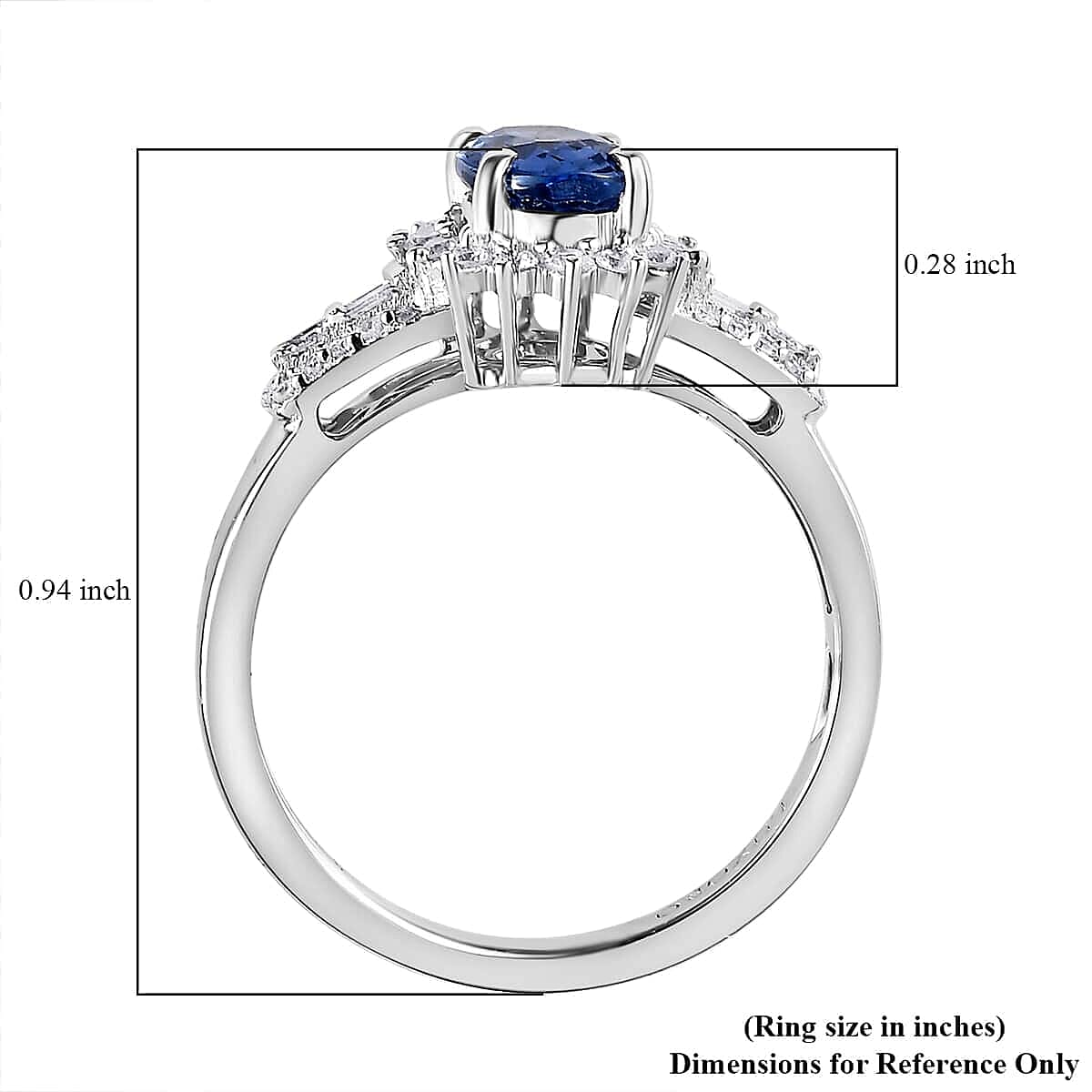 Luxoro 14K White Gold AAA Ceylon Blue Sapphire, Diamond (G-H, I2) (0.40 cts) Sunburst Ring (Size 5.0) 1.30 ctw image number 5