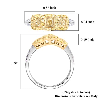 JCK Modani Closeout Natural Yellow and White Diamond (SI) 0.93 ctw Trilogy Ring in 14K White and Yellow Gold (Size 5.5)