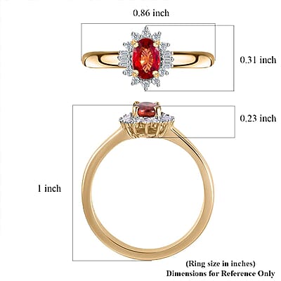 Luxoro AAA Sanguine Sapphire and I2 Diamond 0.75 ctw Art Deco Ring in 10K Yellow Gold (Size 9.5)