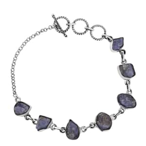 Artisan Crafted Rough Cut Tanzanite 26.40 ctw Fancy Bracelet in Sterling Silver (6.50-8.0In)