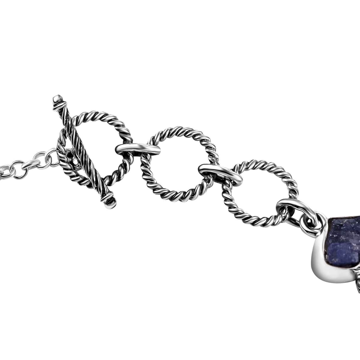 Artisan Crafted Rough Cut Tanzanite 26.40 ctw Fancy Bracelet in Sterling Silver (6.50-8.0In) image number 3