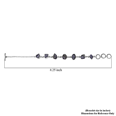 D'Joy Indian Artisan Crafted Rough Cut Tanzanite 26.40 ctw Fancy Bracelet in Sterling Silver (6.50-8.0In)
