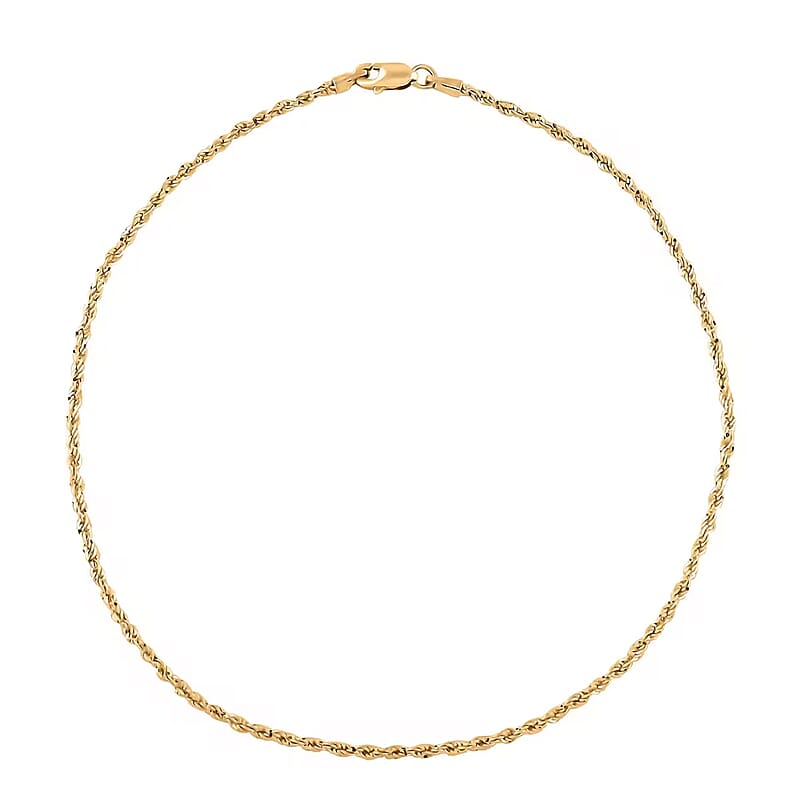 Rope Anklet in 14K Yellow Gold 10 Inches 1.0 Grams