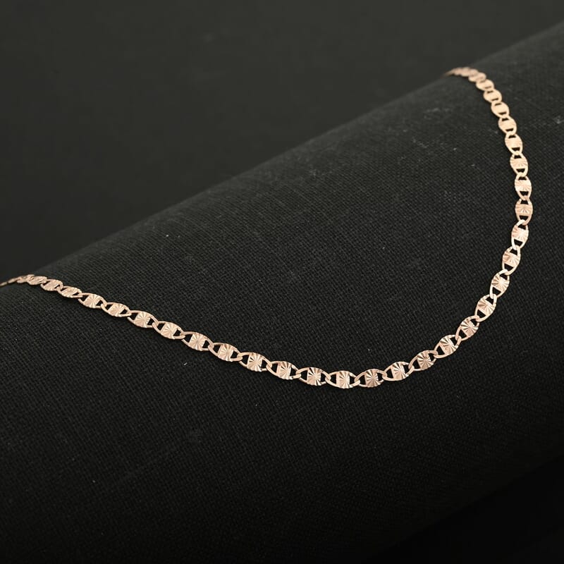 Chain Necklace in 14K Rose Gold Over Sterling Silver 20 Inches 3 Grams