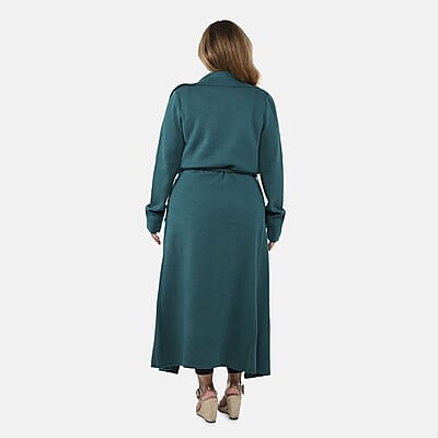 Badgley Mischka Trench Overcoat with Fabric Belt - Teal S