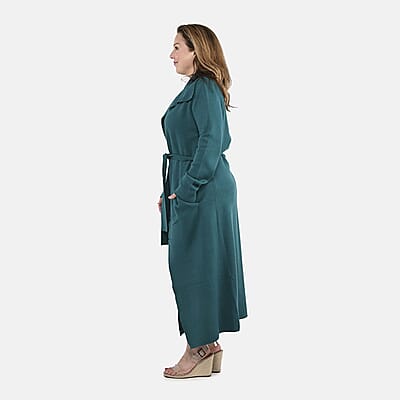 Badgley Mischka Trench Overcoat with Fabric Belt - Teal S