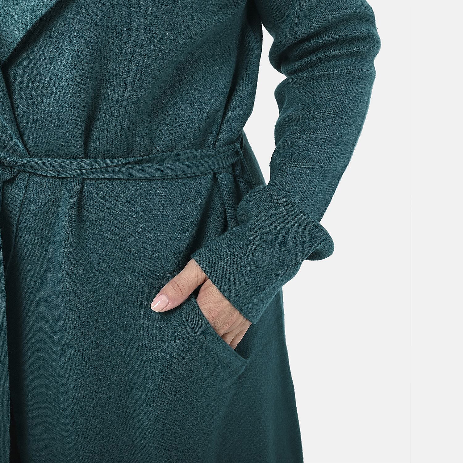 Badgley Mischka Trench Overcoat with Fabric Belt - Teal S