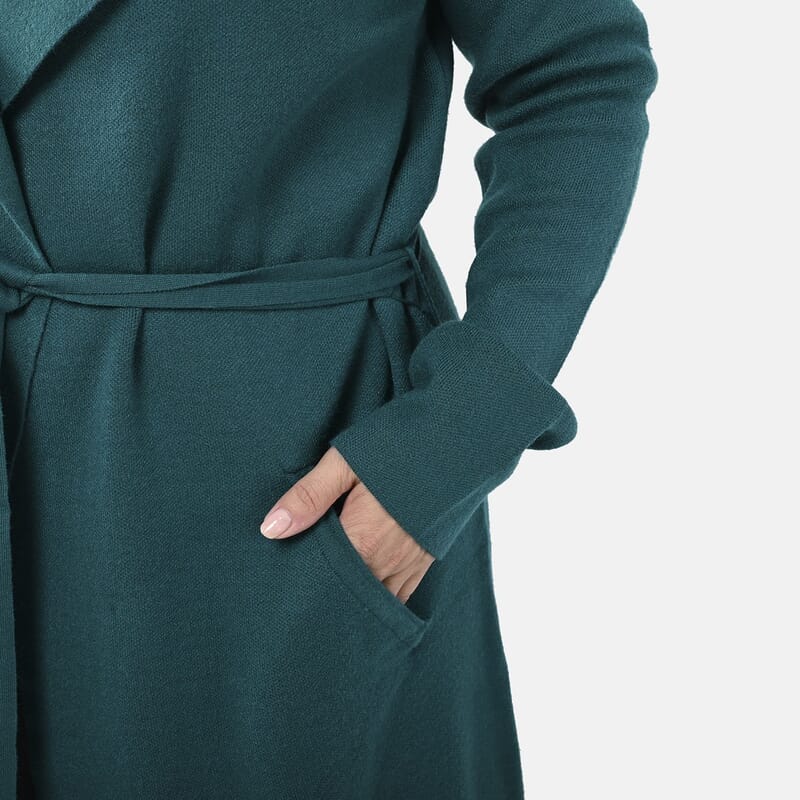 Badgley Mischka Trench Overcoat with Fabric Belt - Teal S