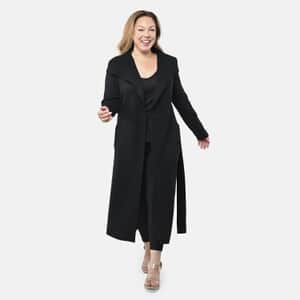 Badgley Mischka Trench Overcoat with Fabric Belt - Black S