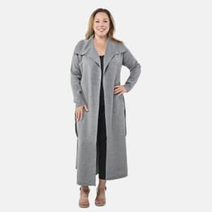 Badgley Mischka Trench Overcoat with Fabric Belt - Gray S